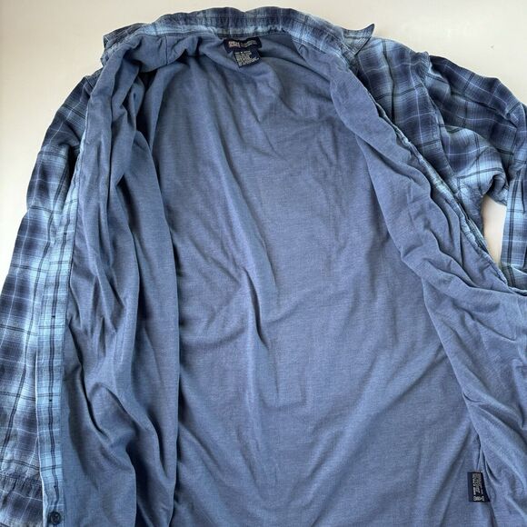 Faded Glory Mens Blue Lined Plaid Long Sleeve Cotton Flannel Shirt Size Medium - Picture 16 of 16